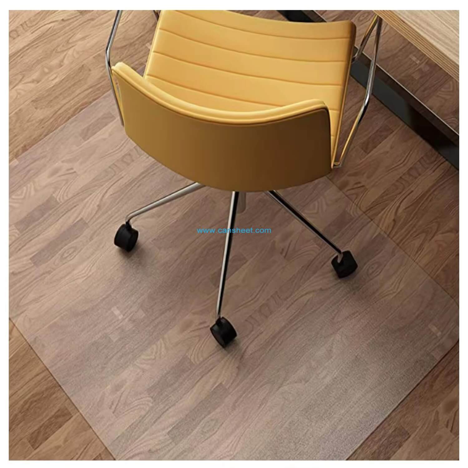 PP chair mat on wooden floor
