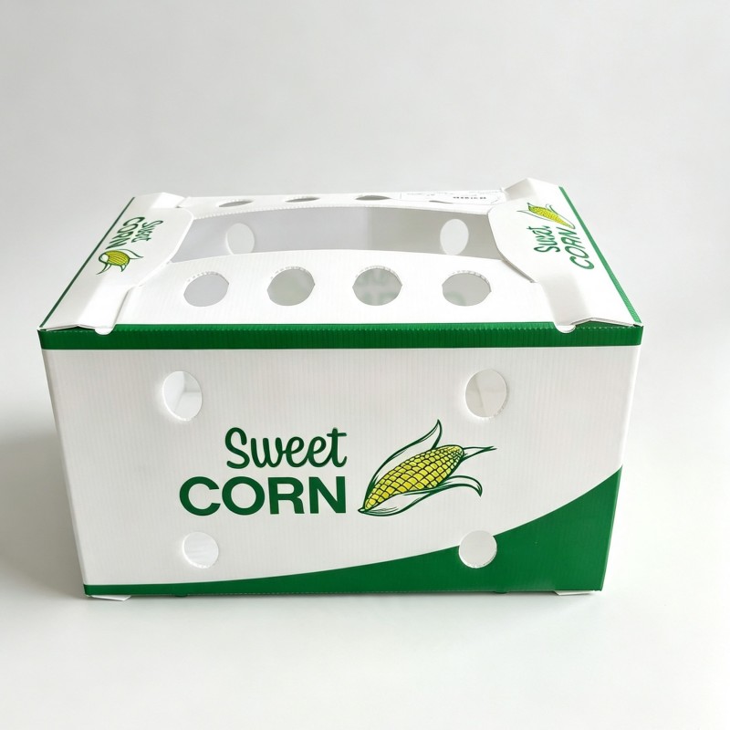 Custom printed sweet corn plastic corrugated box